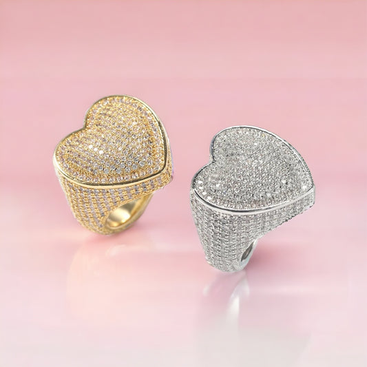 Heart Bubble Ring | Diamond CZ Ring | AriJah's BOX