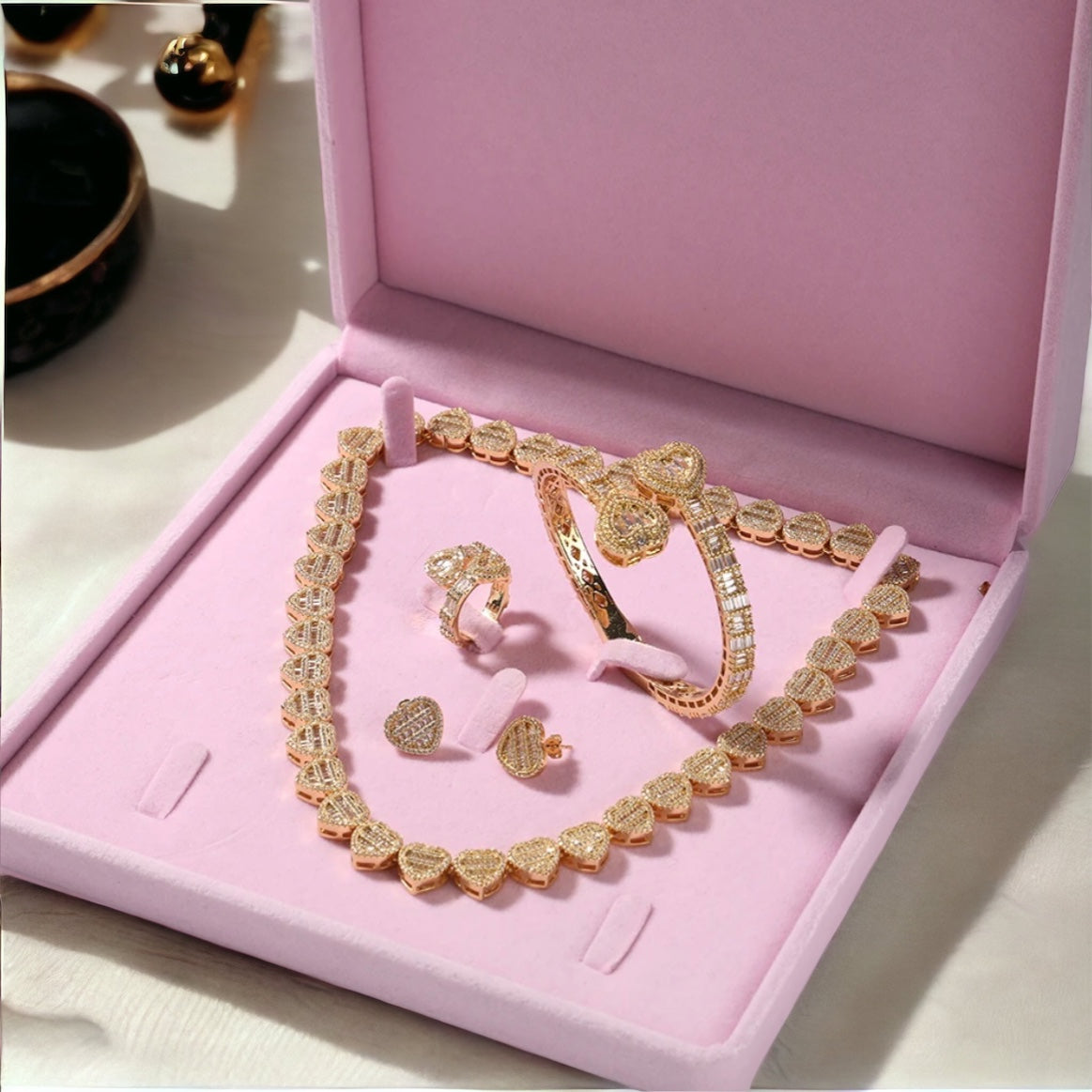Iced Out Jewelry Set | Heart Diamond Jewelry | AriJah's BOX