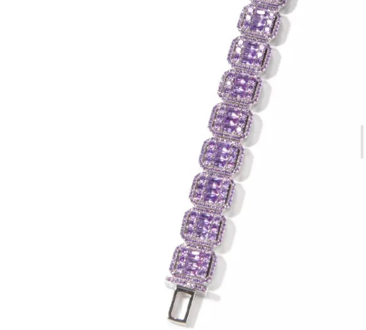 925 Sterling Silver Square Cluster Princess Cut Tennis Bracelet - 6.5 mm -  TOP JEWELLERY