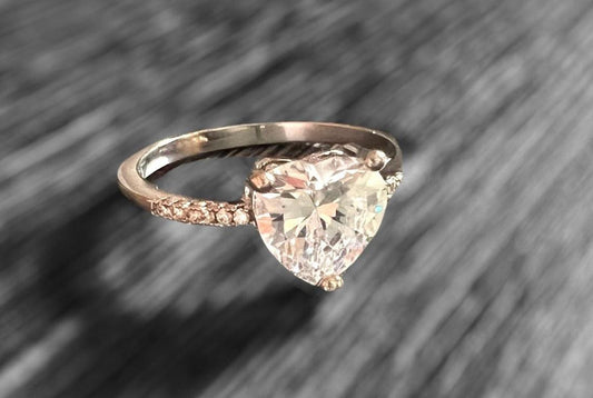 Silver Plated Ring | Heart Solitaire Diamond Ring | AriJah's BOX